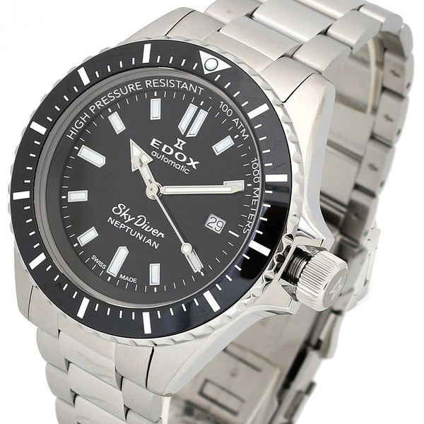 エドックス EDOX 腕時計 80120-3NM-NIN メンズ スカイダイバー ネプチュニアン オートマティック NEPTUNIAN AUTOMATIC 自動巻き ブラック シルバー